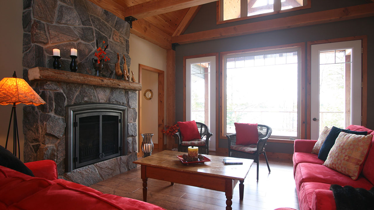 architect designed cottage - new parry sound - living overlooking lake