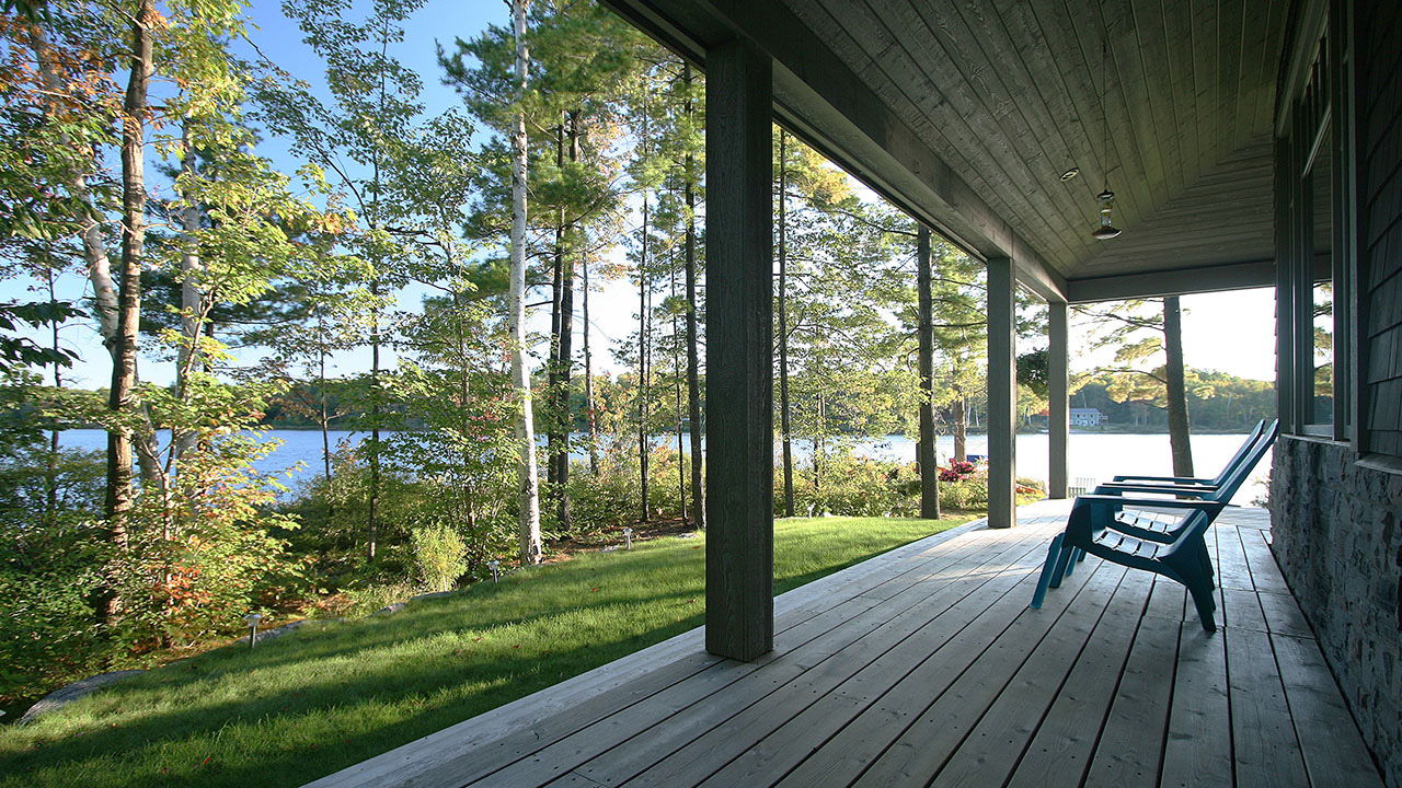 architect designed retirement home - muskoka - lakeside porch