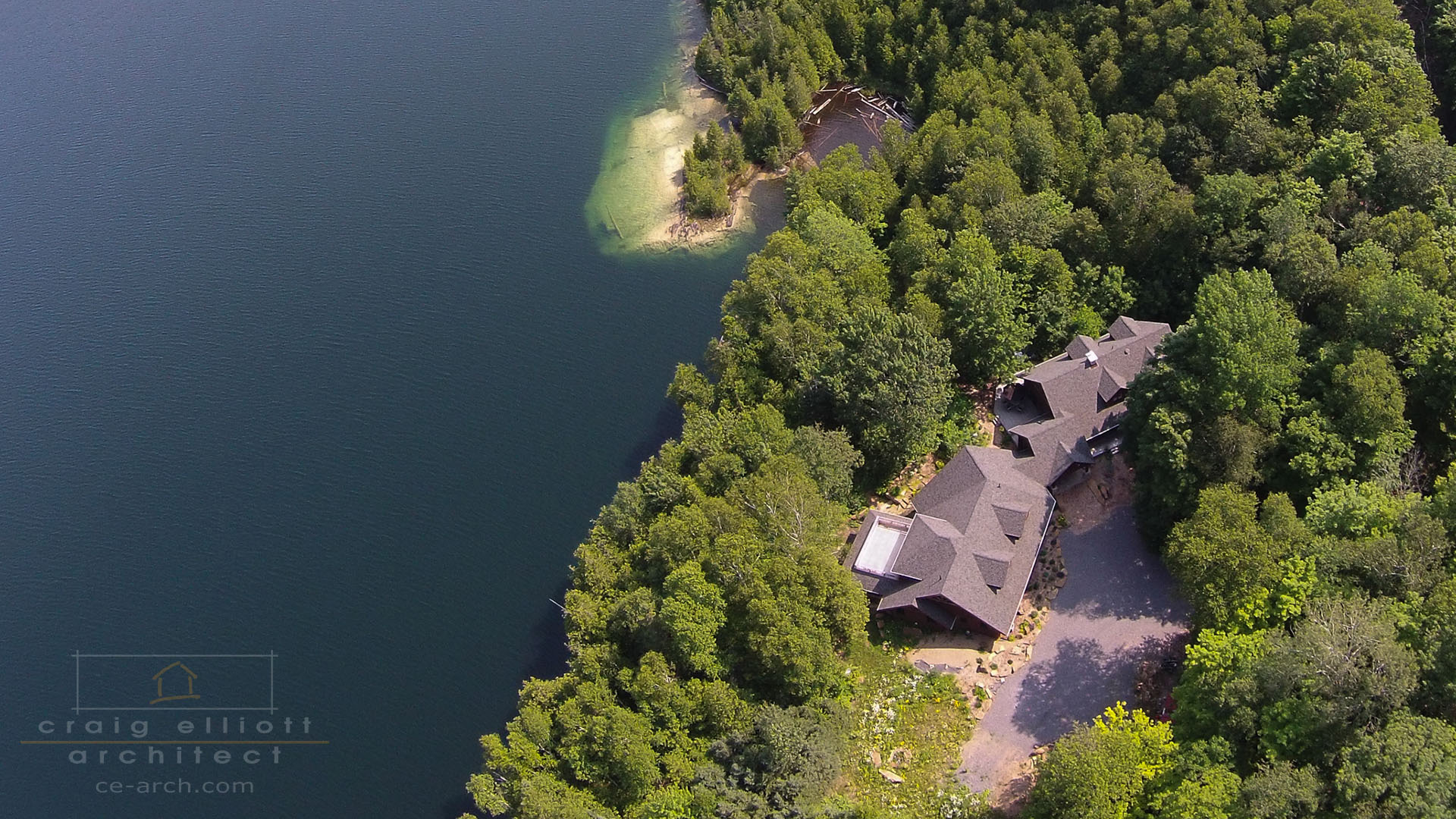 architect designed home - bancroft - drone view